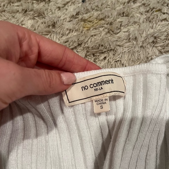 White Ribbed Knit Cardigan - Picture 3 of 3